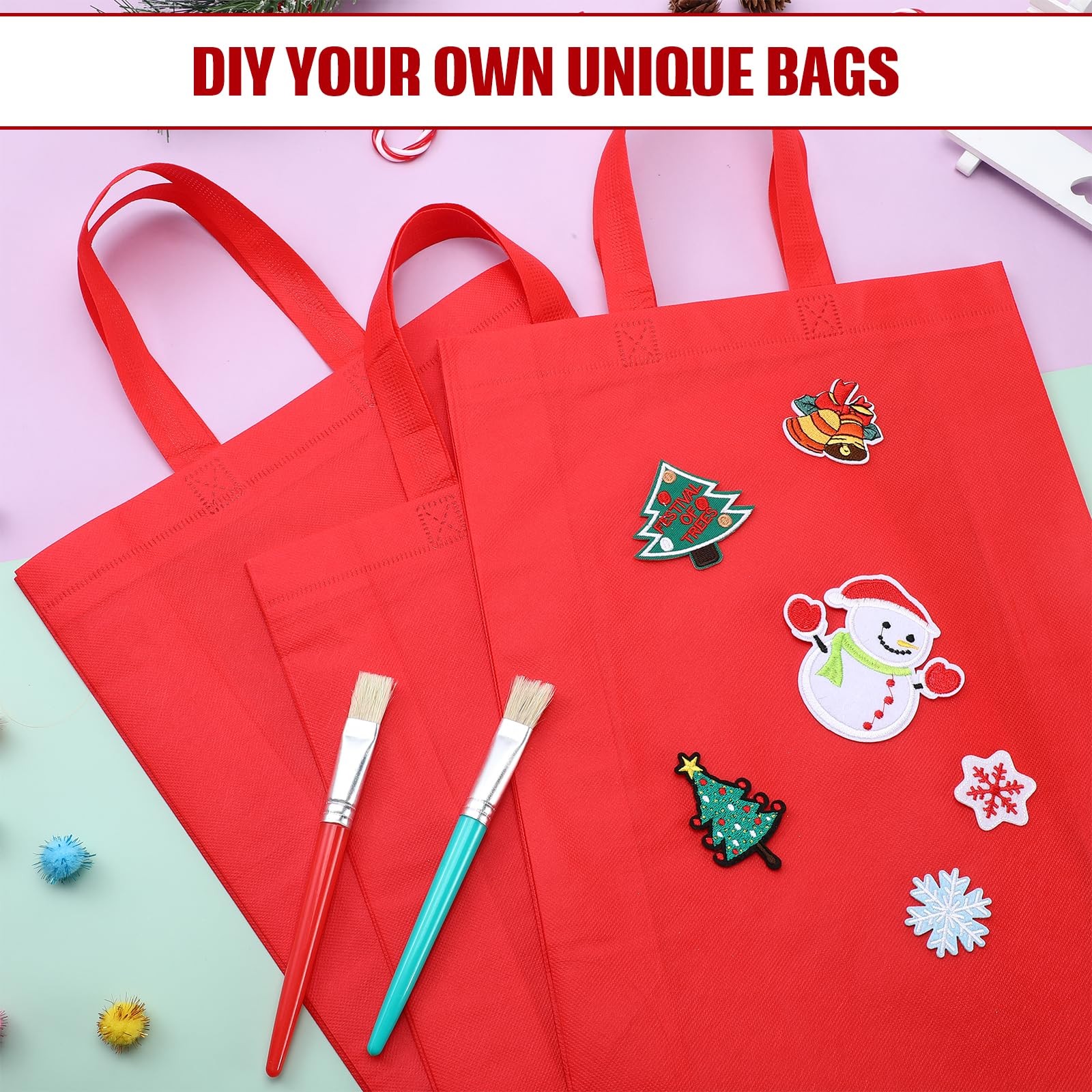 120 Pcs Non Woven Tote Bags Bulk 11.8 x 4 x 15 Inch Large Reusable Gift Bag F…