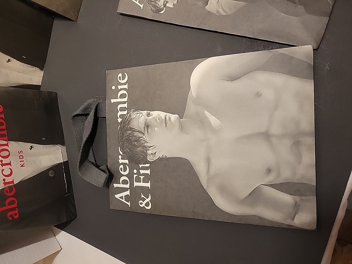Set Of 6 Abercrombie & Fitch Shopping Bag Canvas Handles Model Photos