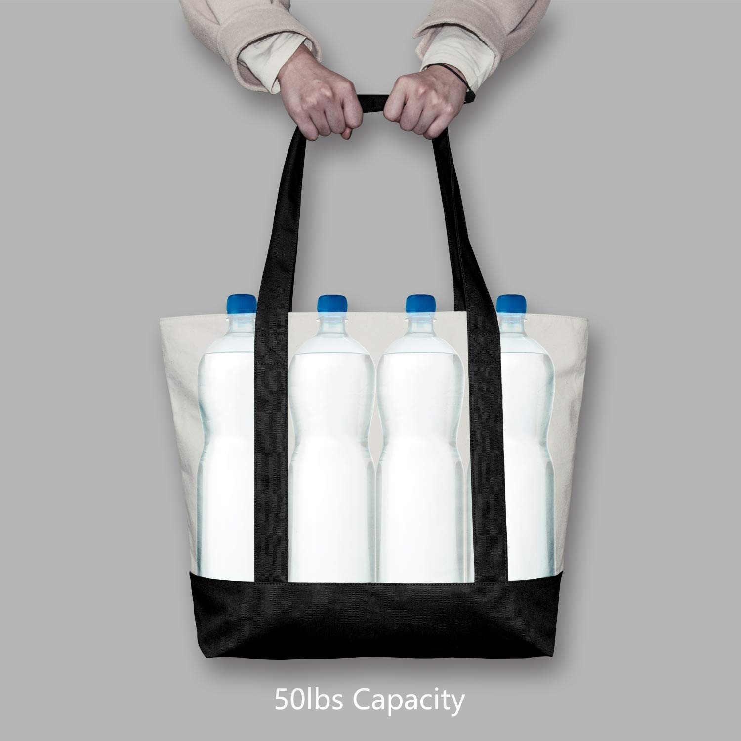 TOPDesign 1 | 3 | 6 | 30 Pack Canvas Tote Bag with an External Pocket, Reusab…