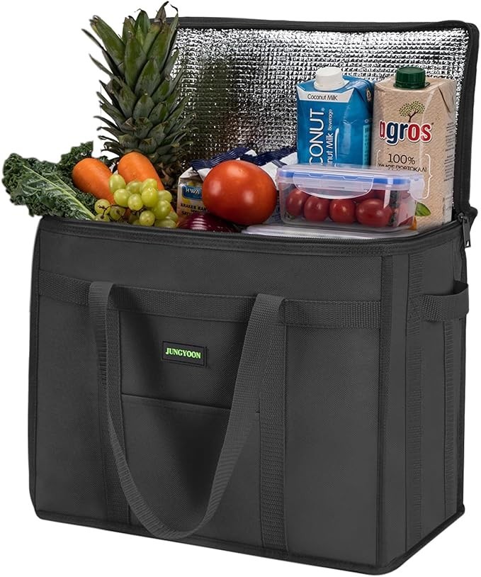 Heavy-Duty Insulated Grocery Bags & Picnic Basket – Collapsible Cooler Bag with