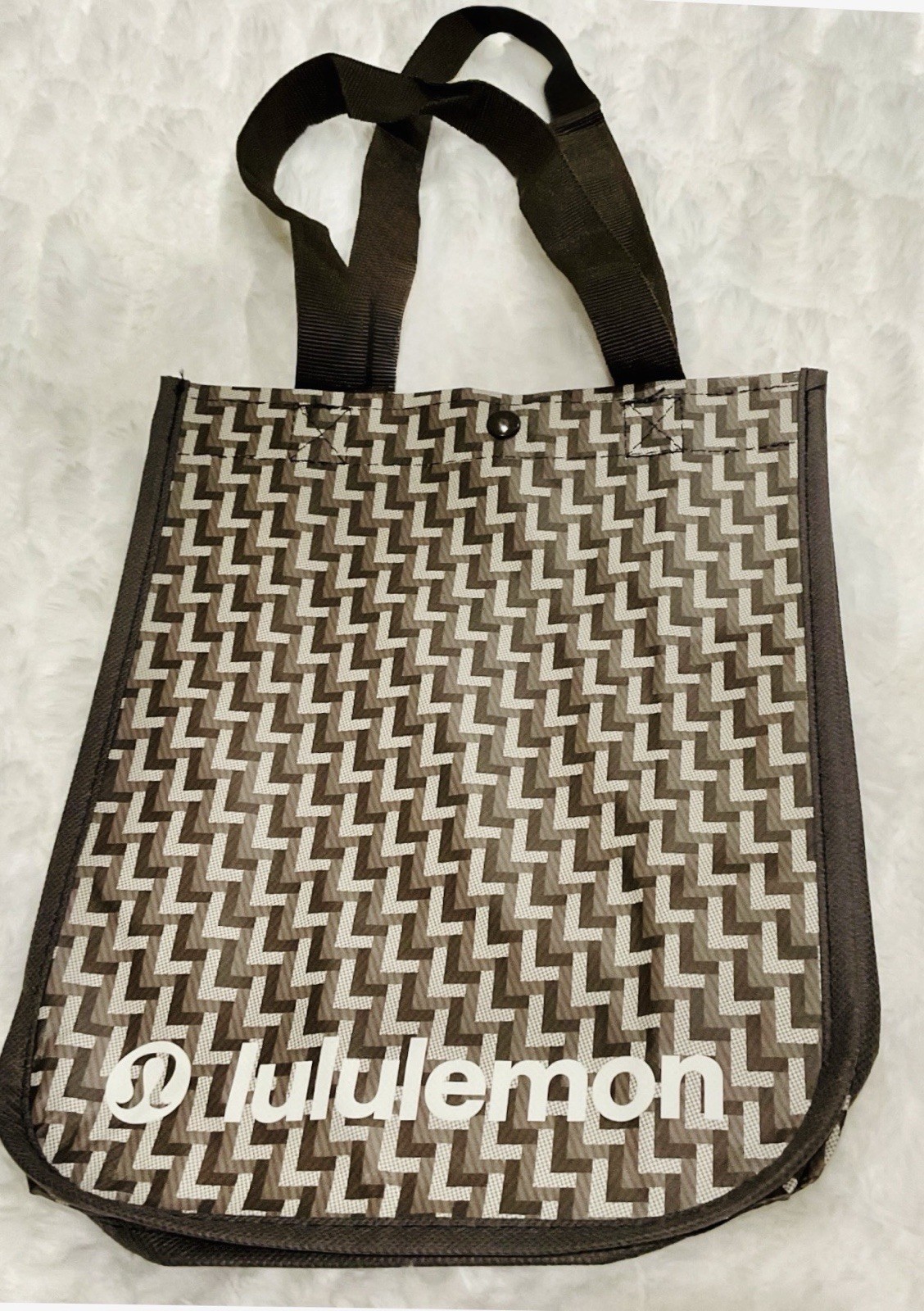 NEW Lululemon 2025 Small Reusable Shopping Tote Lunch Bag Brown Ivory Black