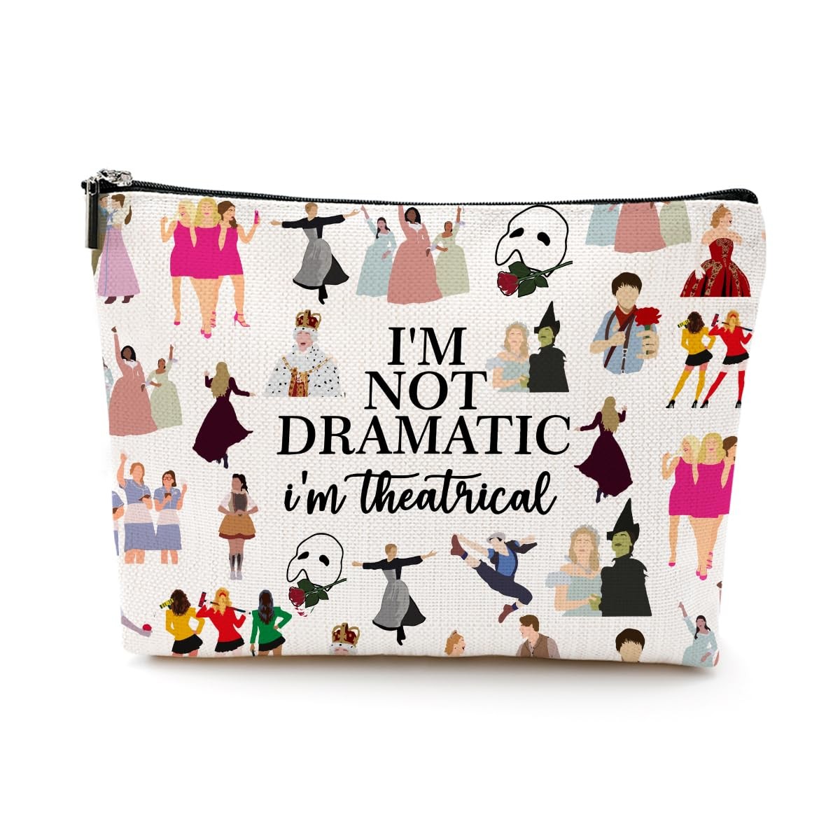 LONGXIN Musical Gift Theatre Cosmetic Make up Bag Music Lover Gifts for Beige