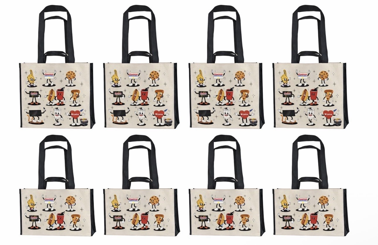 COSTCO KEEP COOL REUSABLE CHARACTER TOTE SHOPPING BAGS- 8 BAGS -LARGE HEAVY DUTY