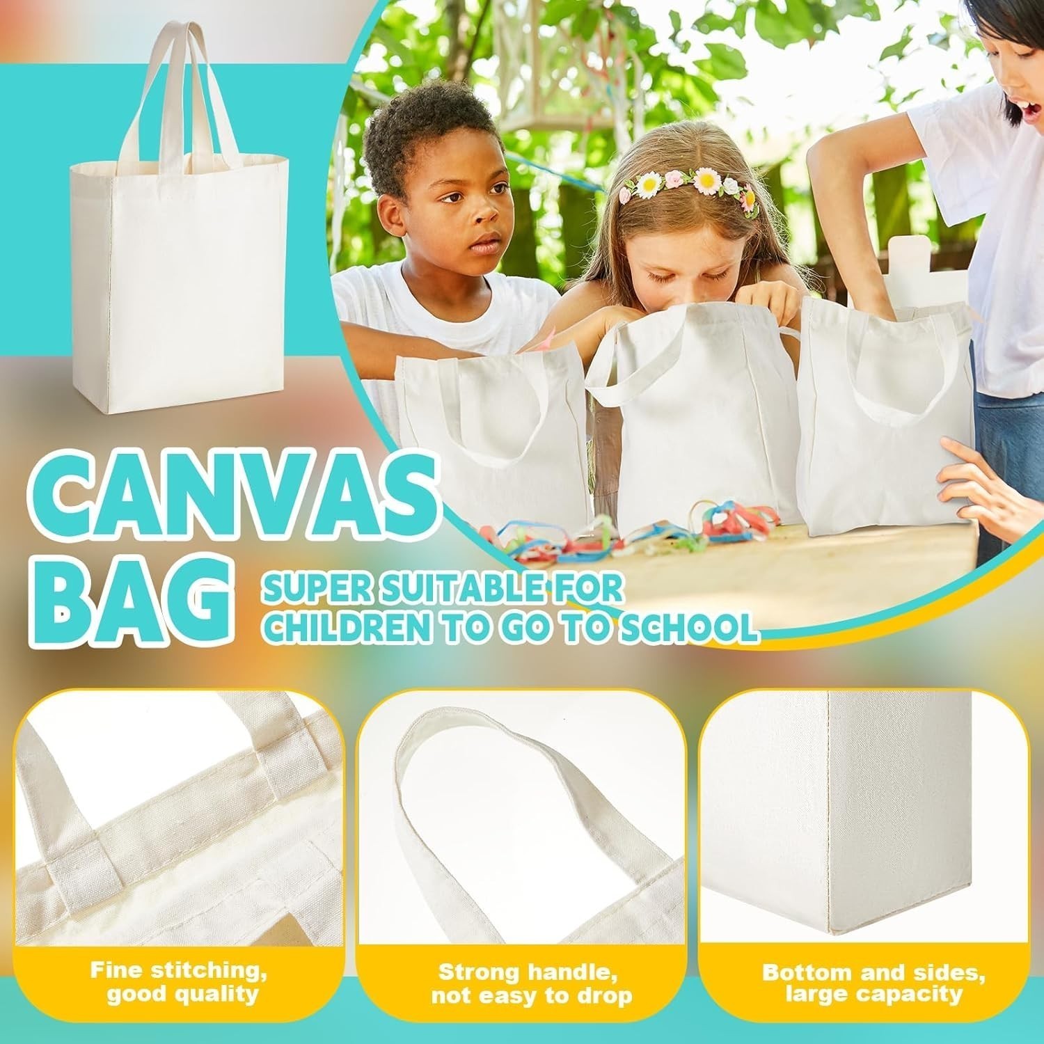 24 PC Mini Tote Bag Sublimation Blank Canvas Tote Reusable Grocery Bags DIY