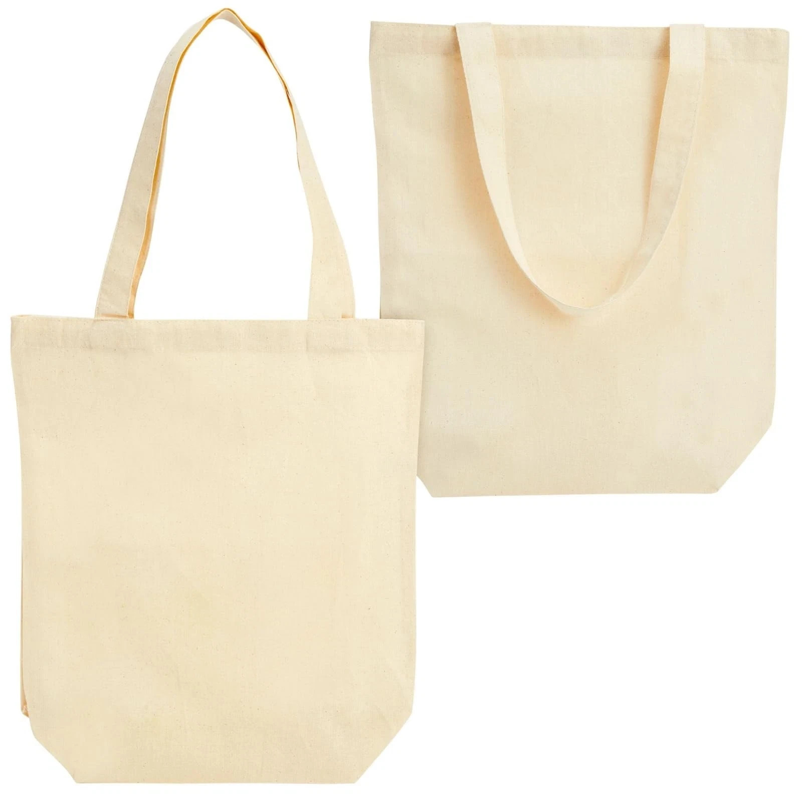 24-Pack Blank Cotton Canvas Tote Bags Bulk – 13 x 11.5 Inches, Beige