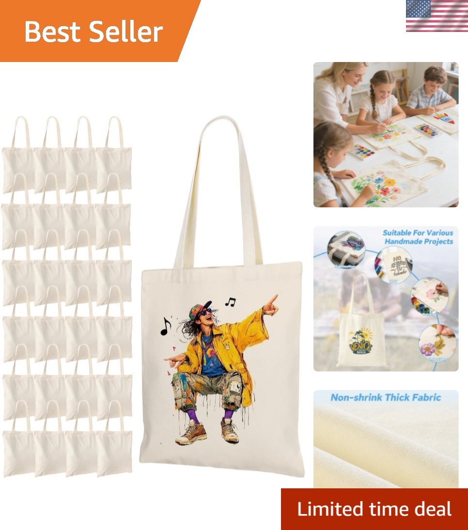 24 Pack Canvas Tote Bags for Sublimation, Painting, HTV – 10oz Non-Shrink Thi…