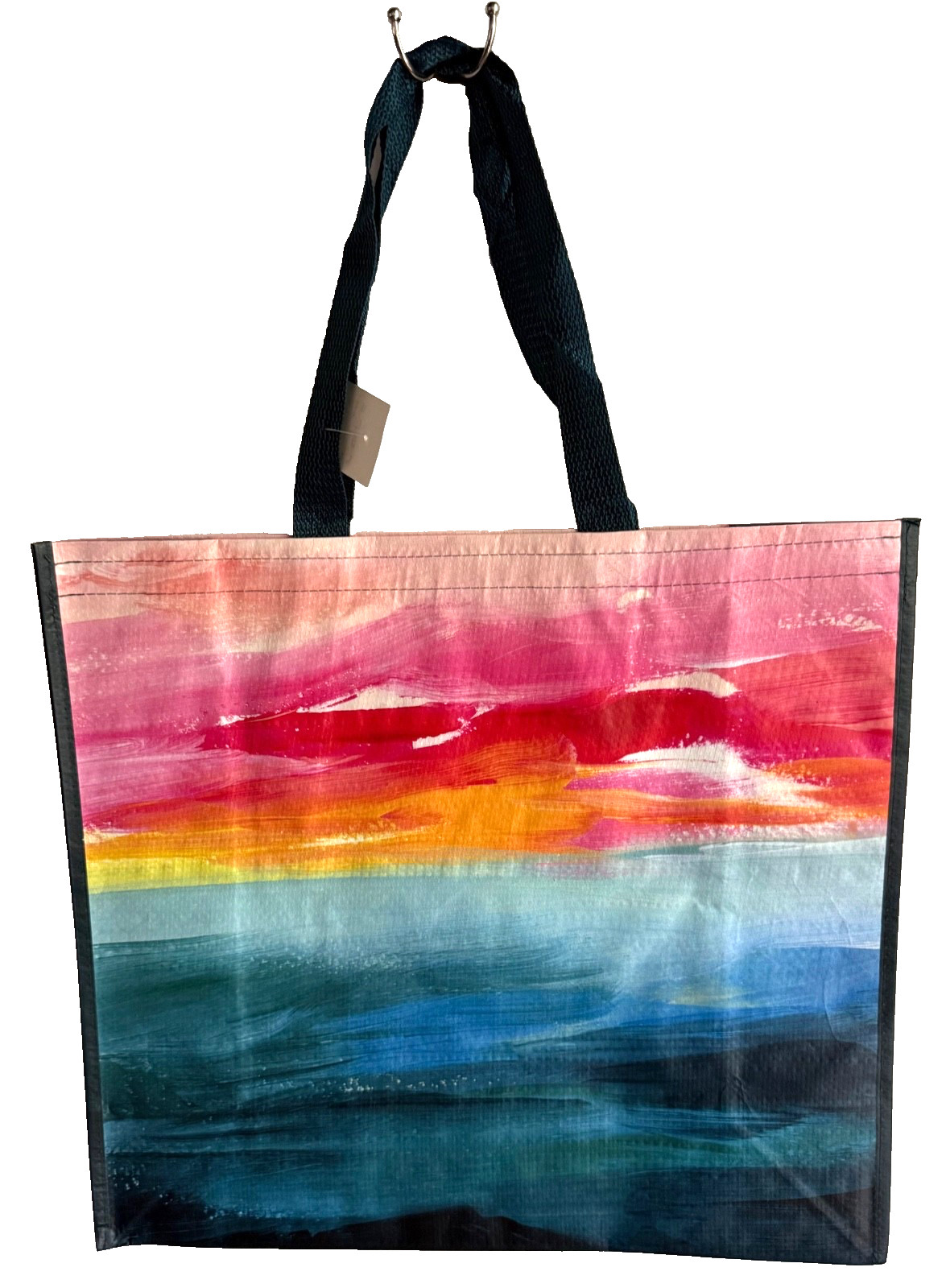 HOMESENSE REUSABLE LARGE TOTE SHOPPING BAG 20″ X 18″ OCEAN ABSTRACT ART NEW