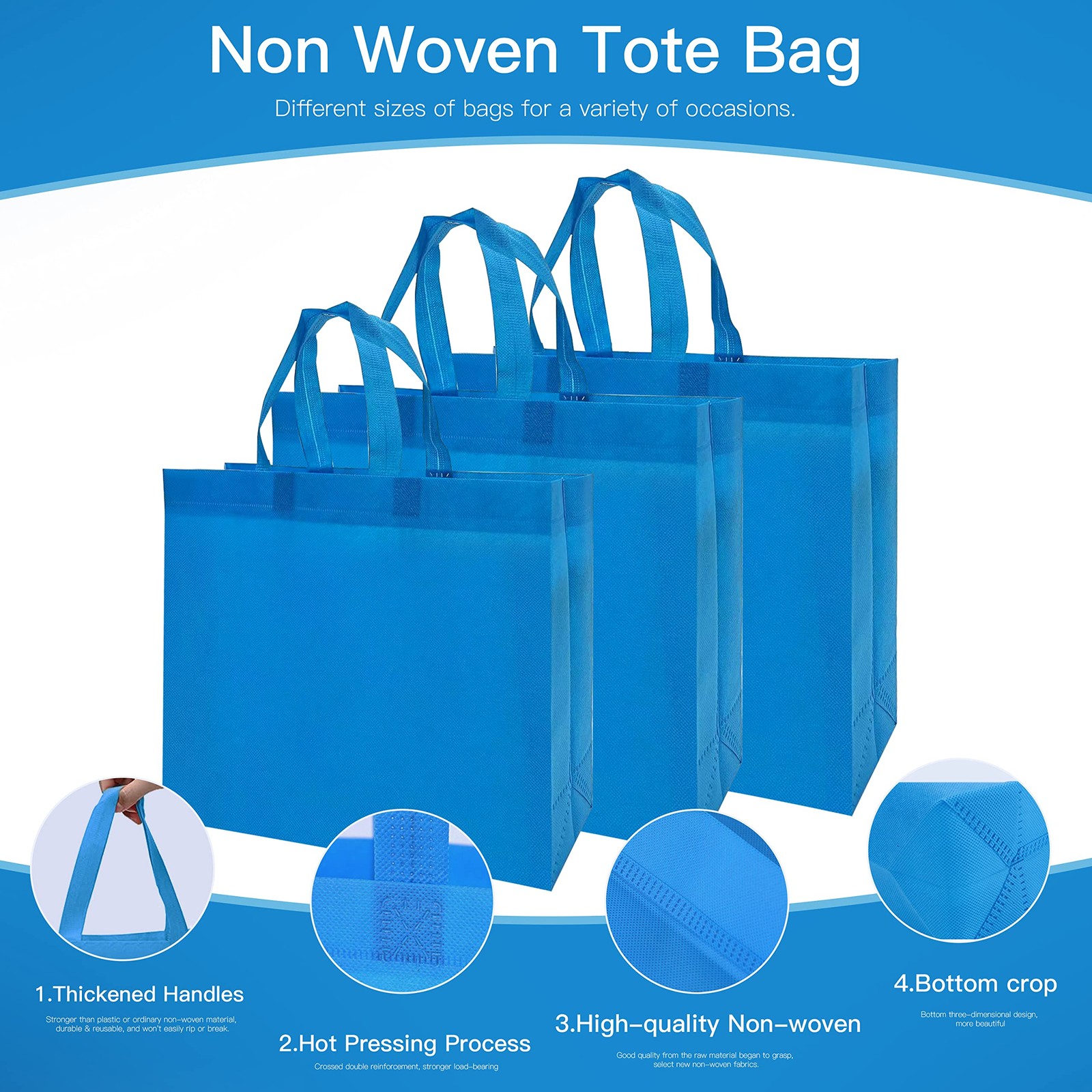 Reusable Tote Bags 24 Pcs, Bulk Non Woven Bags Multiple Sizes and Colors, DIY…