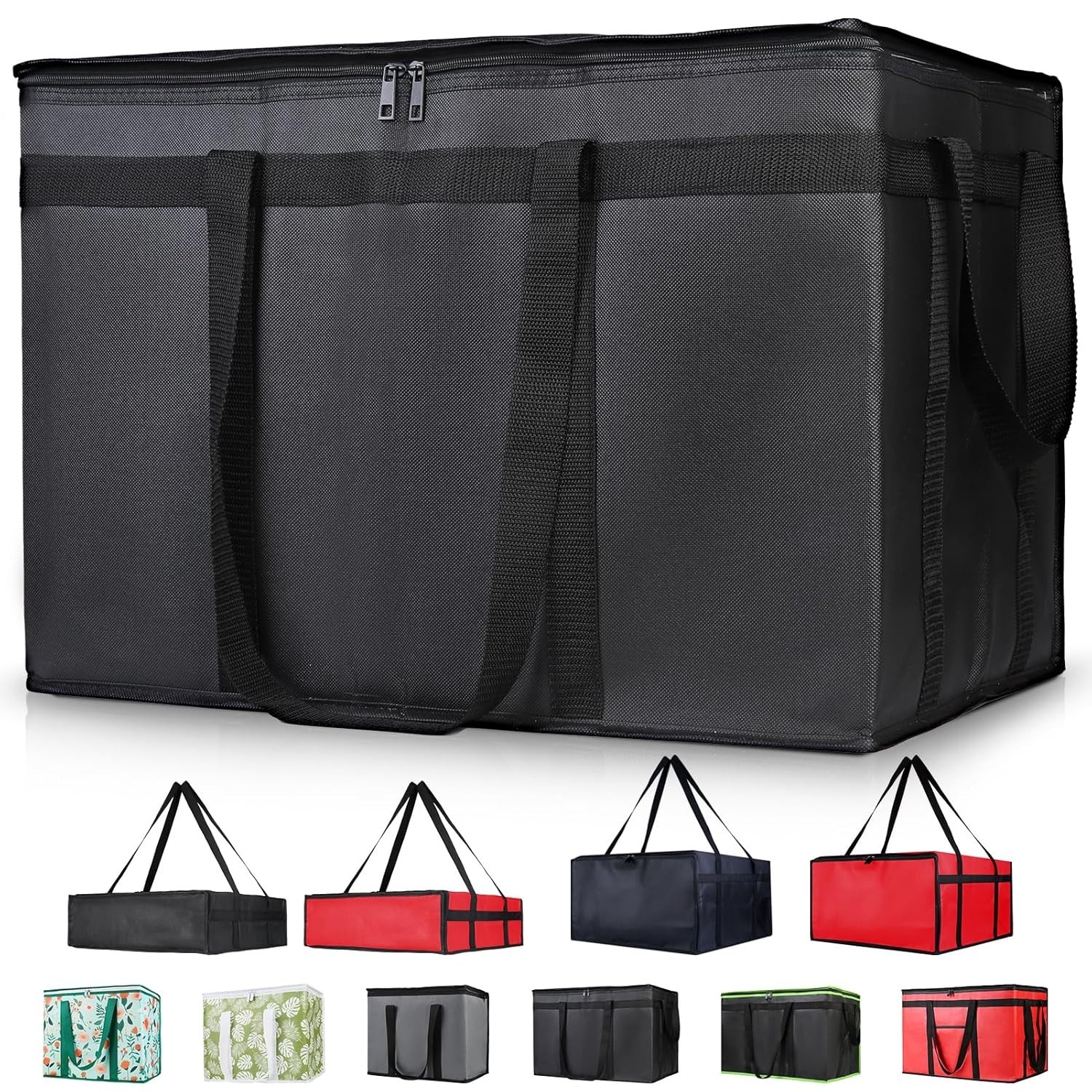 XXXL Insulated Grocery Cooler Tote Bag 22X14X13, Black, 1-Pack