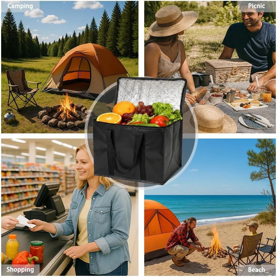30L Insulated Grocery Bags – Reusable Cooler Tote with Zipper, Heavy Duty Therma