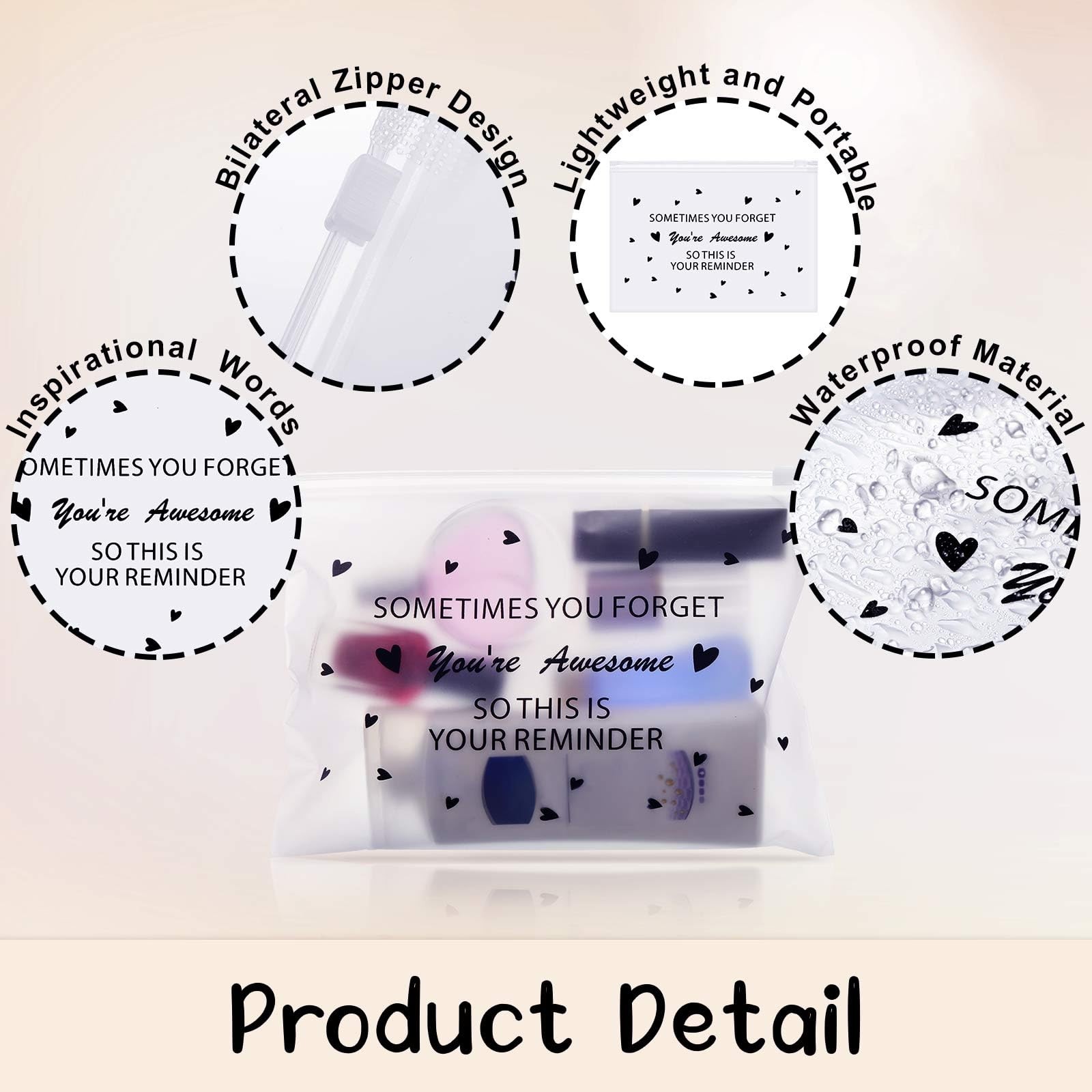 Sotiff 60 Pcs Makeup Bags Bulk Cosmetic Bag for Women 8 x 6 Inch, white