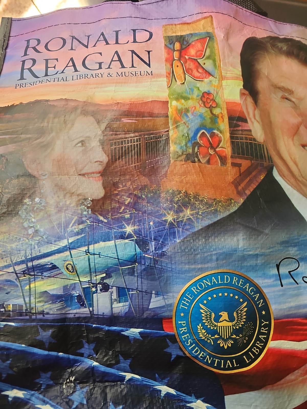 Ronald Reagan Reusable Shopping Tote Bag Size 5x15x15″ Presidential Library