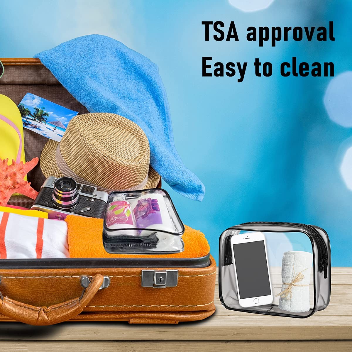 4 Pack Clear Cosmetic Bag for Travel – TSA Approved Toiletry Makeup
