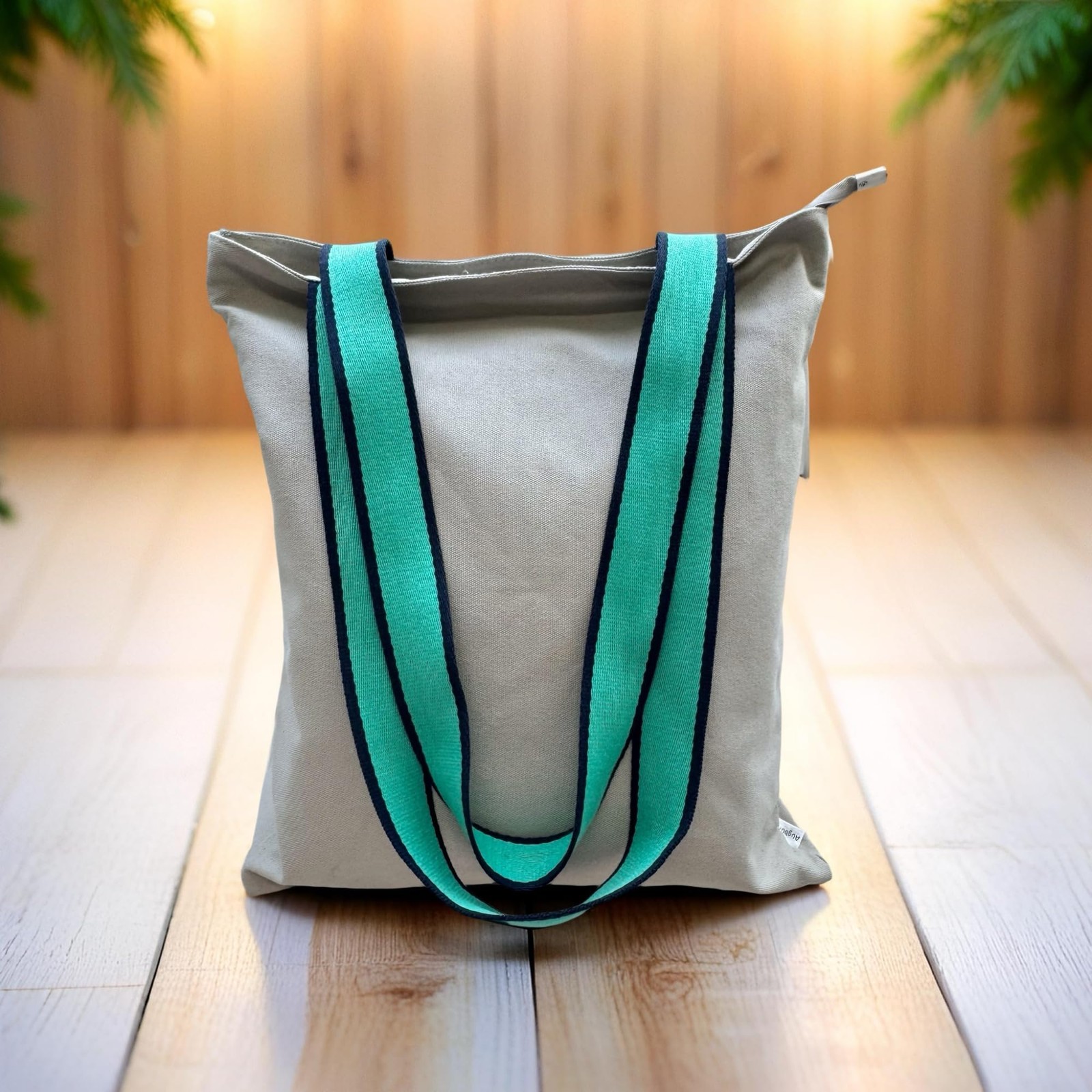 12OZ 100% Cotton Canvas Zipper Closure Lined Reusable Grocery Shopping Bag Be…