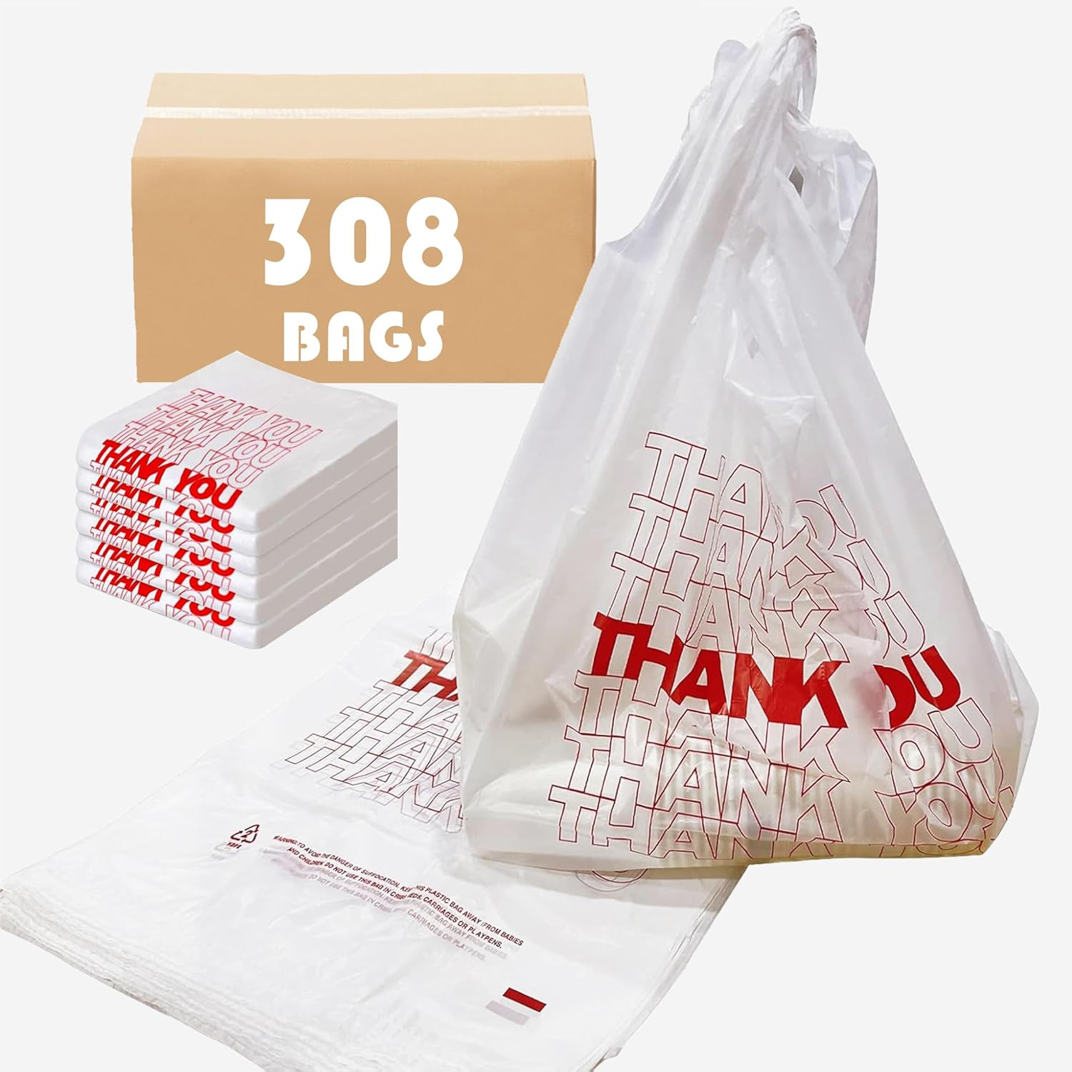Thank You Shopping Bags 11.5″ x 21″ Transparent 308 Pack