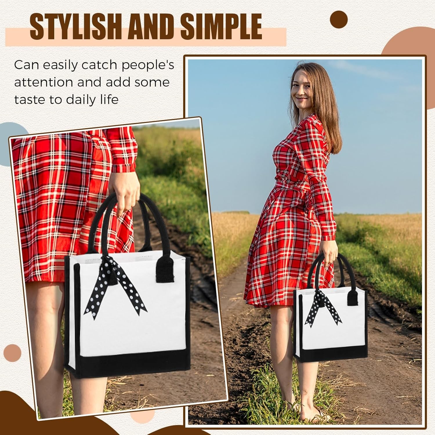 12 Pcs Small Canvas Tote Gift Bags Bulk Women Size 10 x 10 x 4 Inch Sublimation