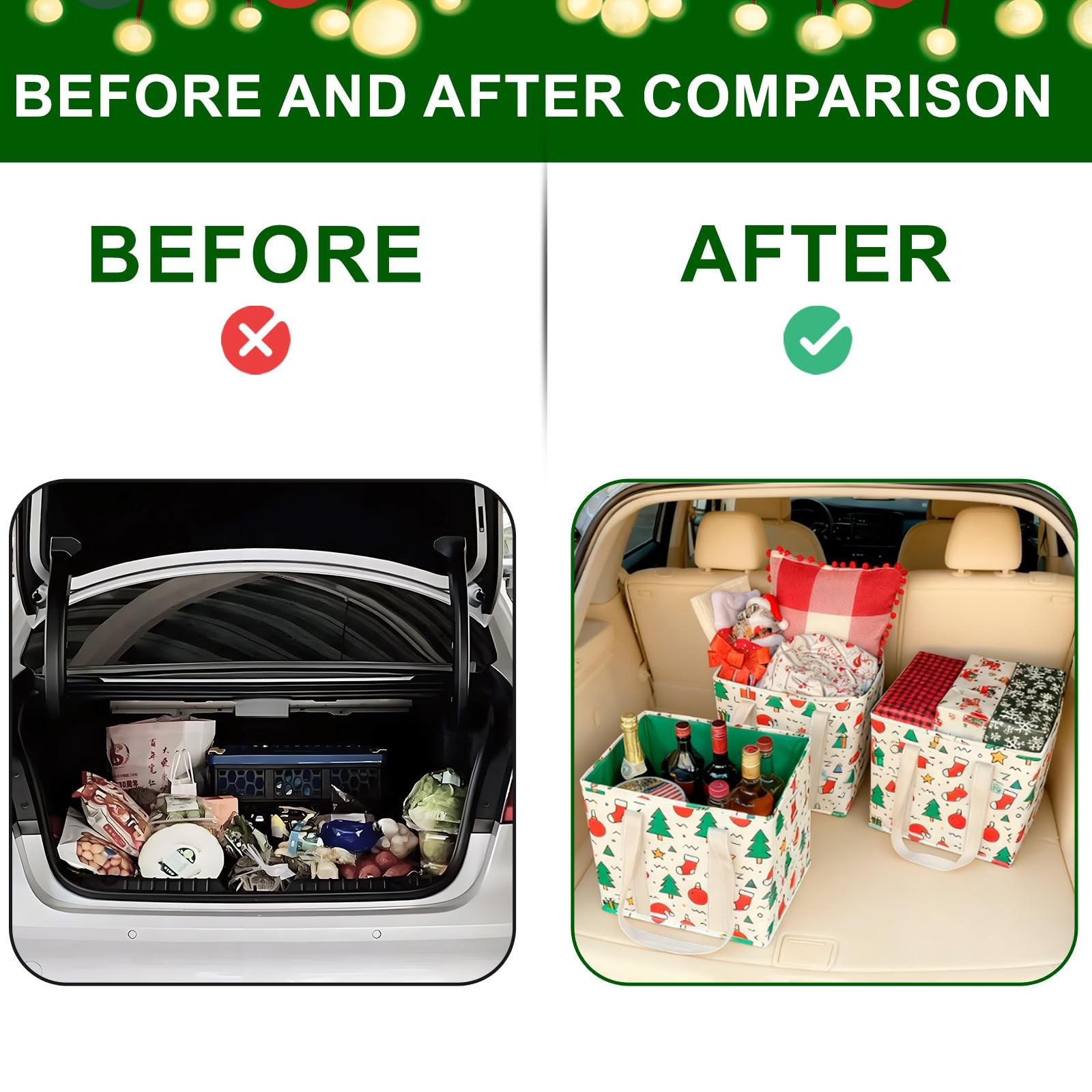 Christmas Reusable Grocery Heavy Duty Tote Shopping Bags Jingle Mix 3 PCS