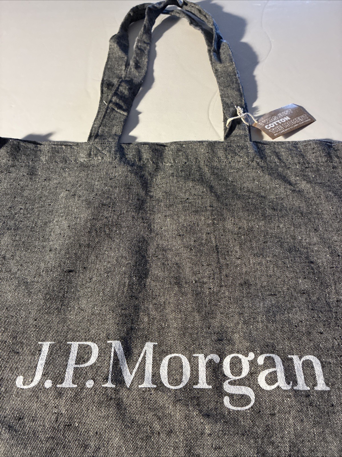 ✅NWT J.P. Morgan Canvas Swag Gray Tote Shopping Book Trader Bag