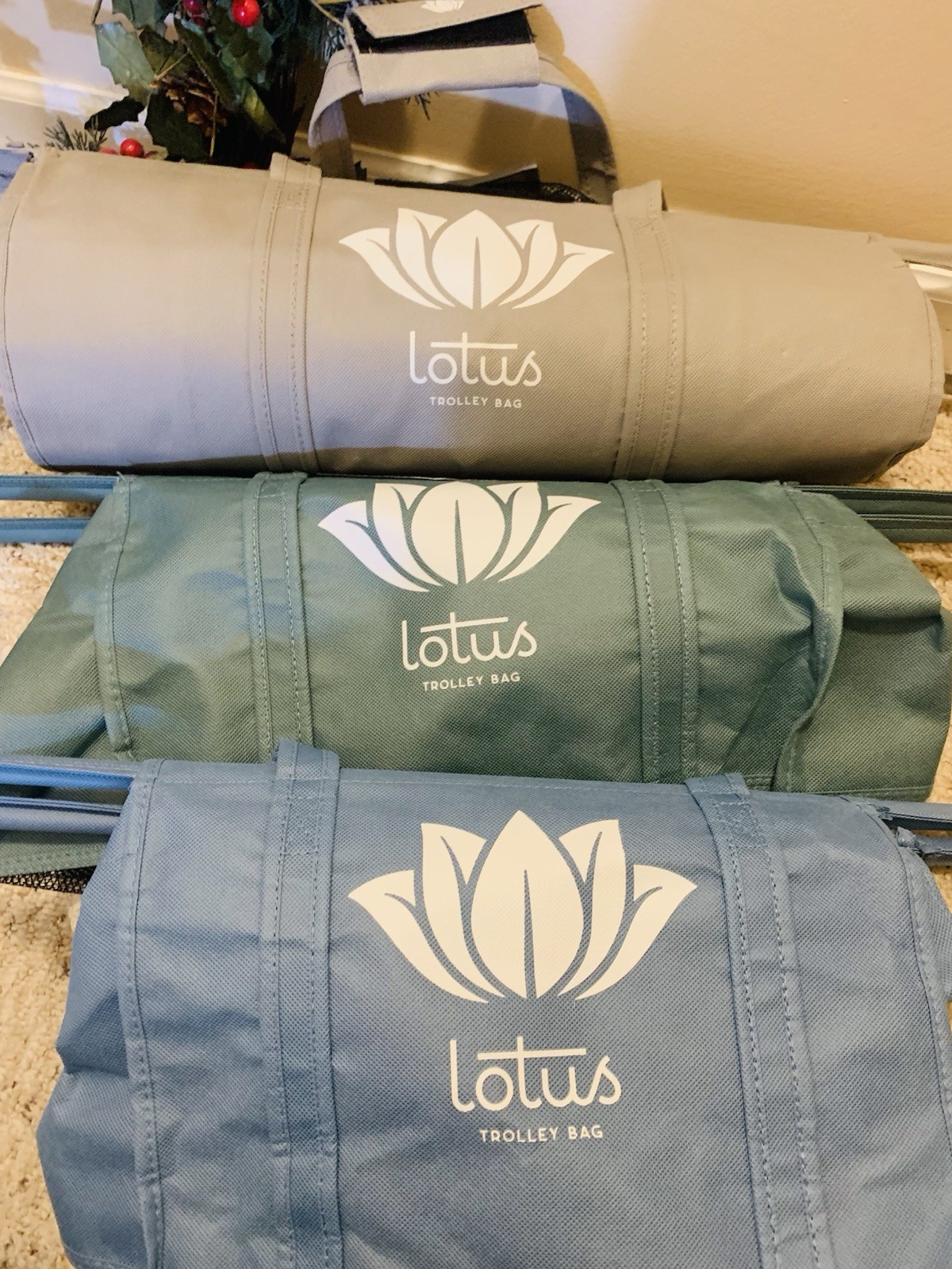 Lot of 3, LOTUS Trolley Bags Reusable Eco Friendly Grocery Color Set- EUC!