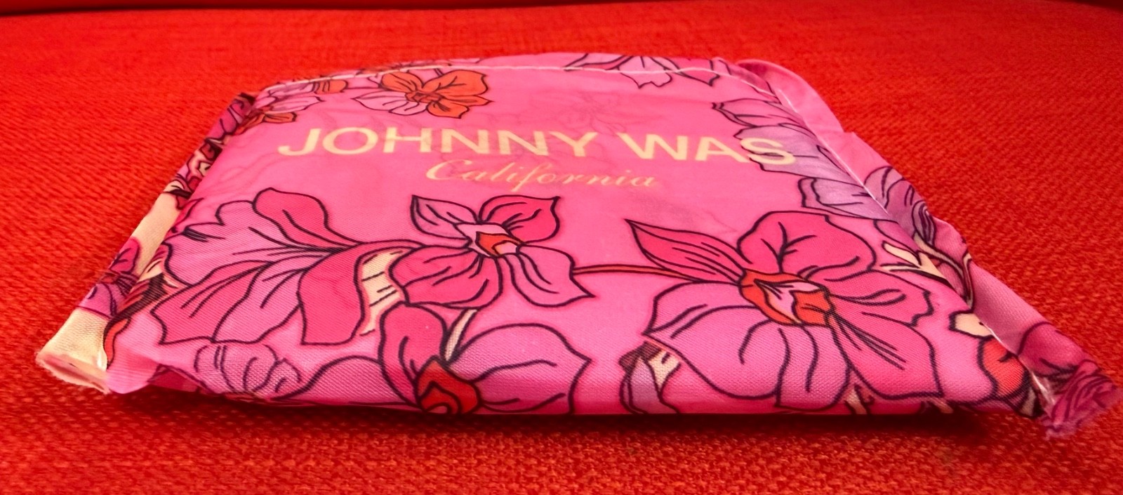NEW JOHNNY WAS NYLON REUSABLE SHOPPING TOTE BAG LIGHTWEIGHT, PINK