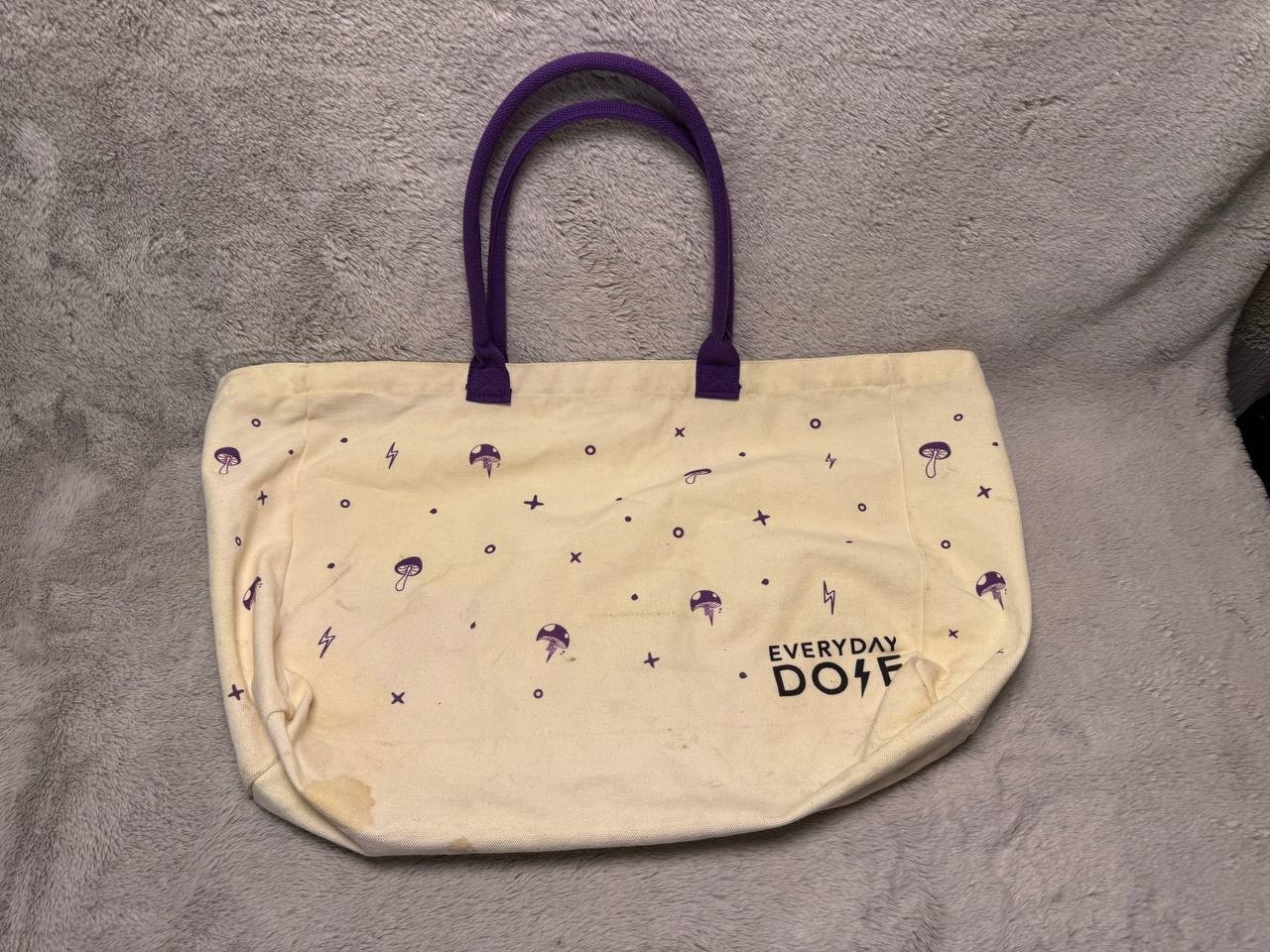 Everyday Dose Mushroom Coffee Canvas Tote Bag Purple Mushroom Lightning