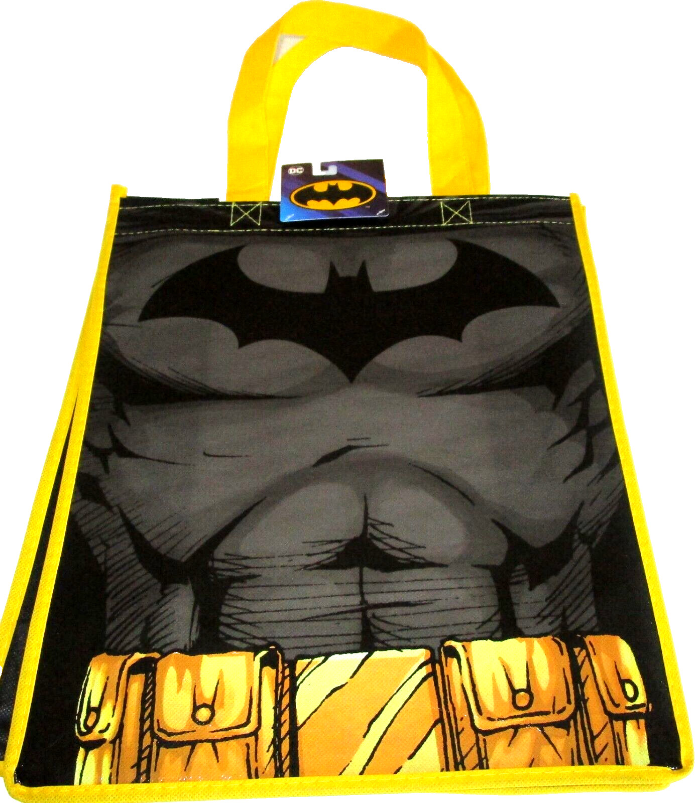 D.C. Comics BATMAN ~Reusable Tote~13.5″ x 15.5″ x 6.5″ ~ Yellow Trim and Handles