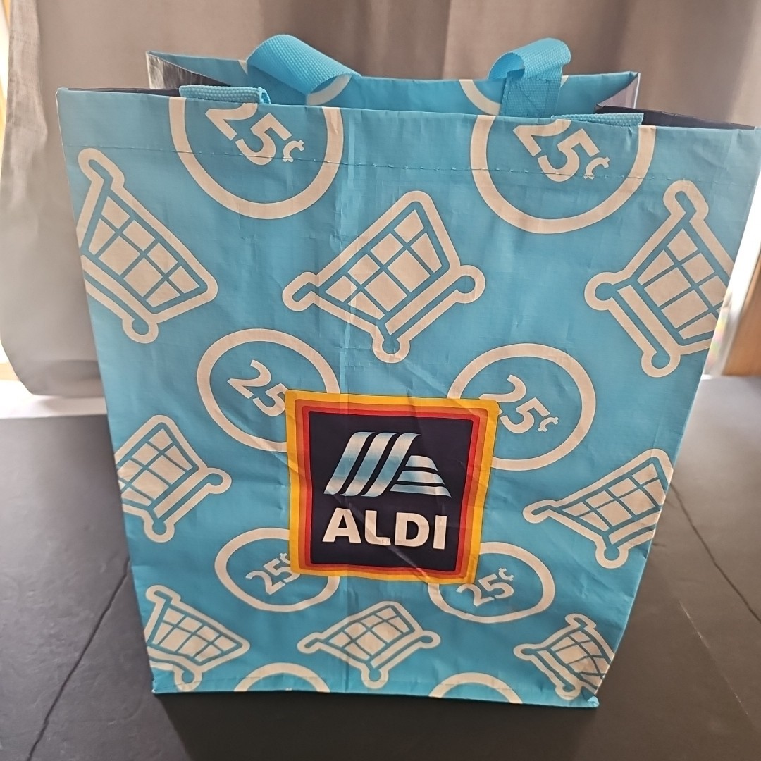 ALDI Reusable Tote Shopping Bag 25 cents Shopping Carts New with Tag 7x12x14″