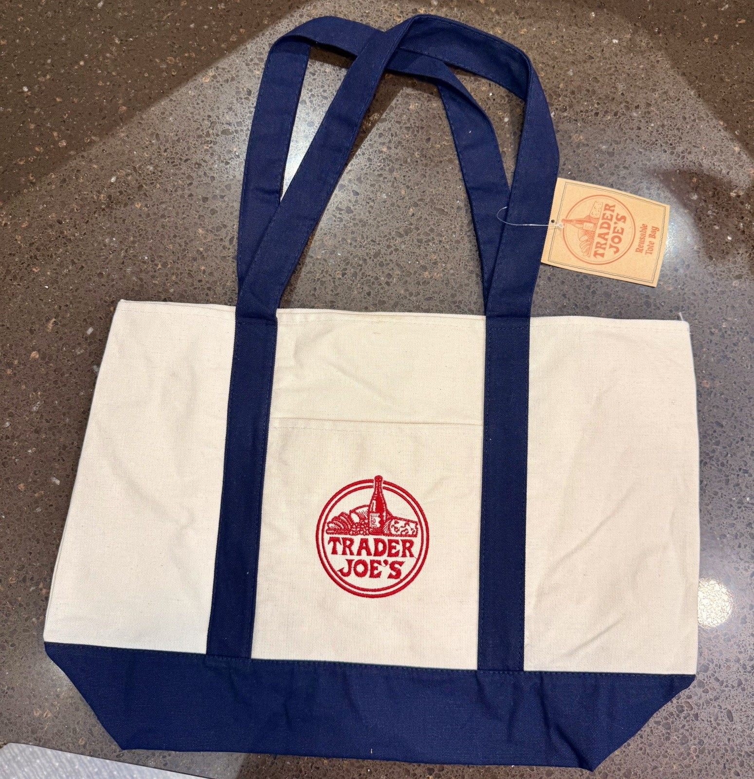 Trader Joe’s Canvas Tote Shopping Bag – LARGE CLASSIC NAVY BLUE – NEW with TAGS
