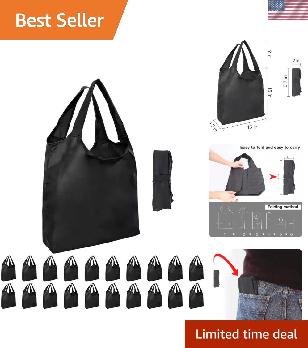 Washable and Foldable Shopping Bags – 20 Durable Totes, Perfect for Everyday Use