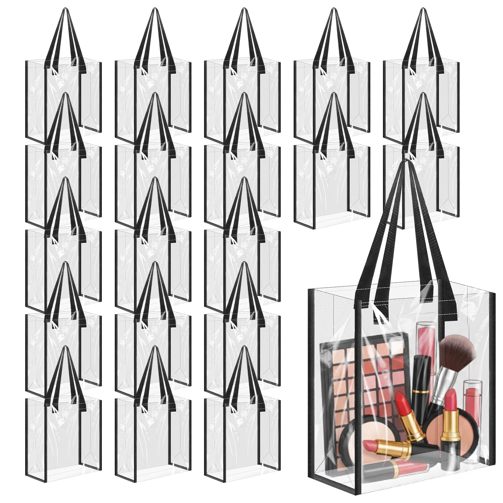12 PCS 12×12 Inch Clear Tote Bags Transparent PVC Shoulder Handbag Stadium