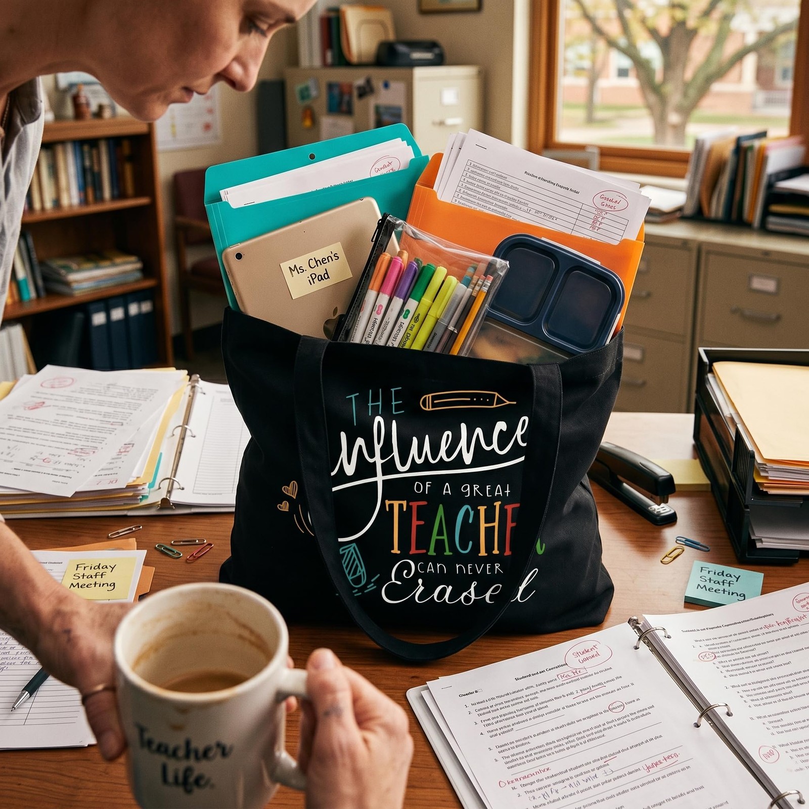 ELEGANTPARK Teacher Gifts for Women 16 x 15 3.5 inches, A Great Black