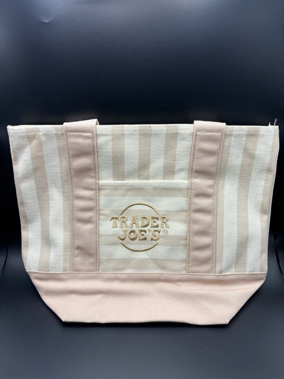 Trader Joe’s Lot of 4 Striped Canvas Mini Tote Bags Multicolor 13x6x11 in