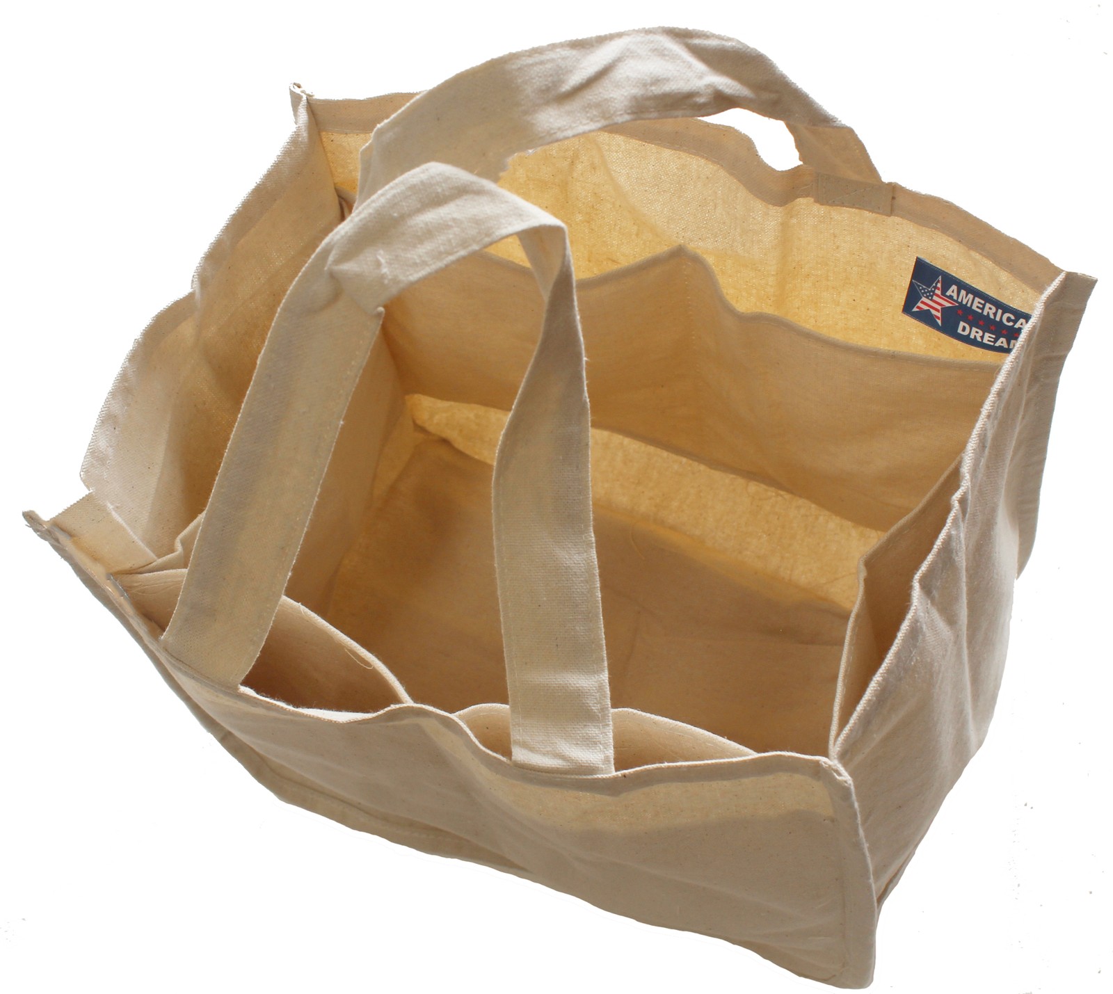 2 Pcs Organic Cotton Eco-Friendly Reusable Grocery Travel Bag w/ Pockets 17AX12