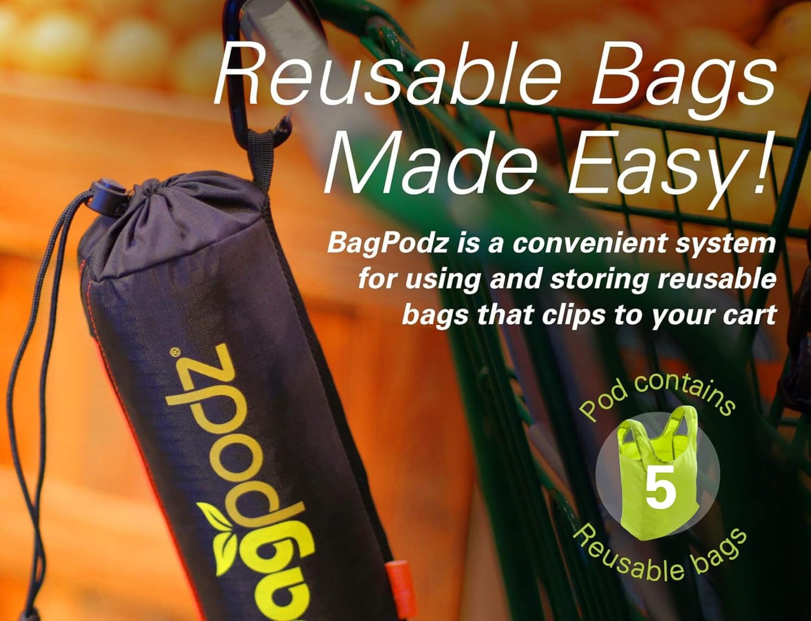 BagPodz Sturdy Reusable Grocery Bags Foldable and Washable – Made From RipSto…