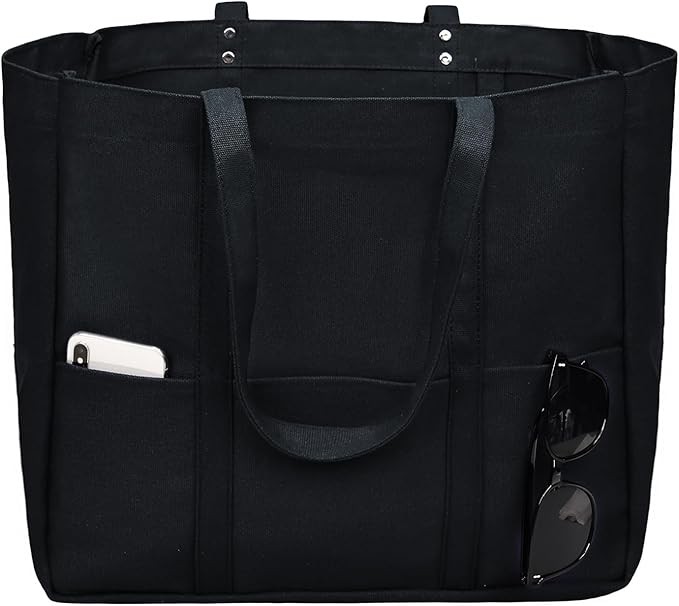 Large Canvas Tote Bag for Women – Utility Work with Zipper Foldable Heavy Duty