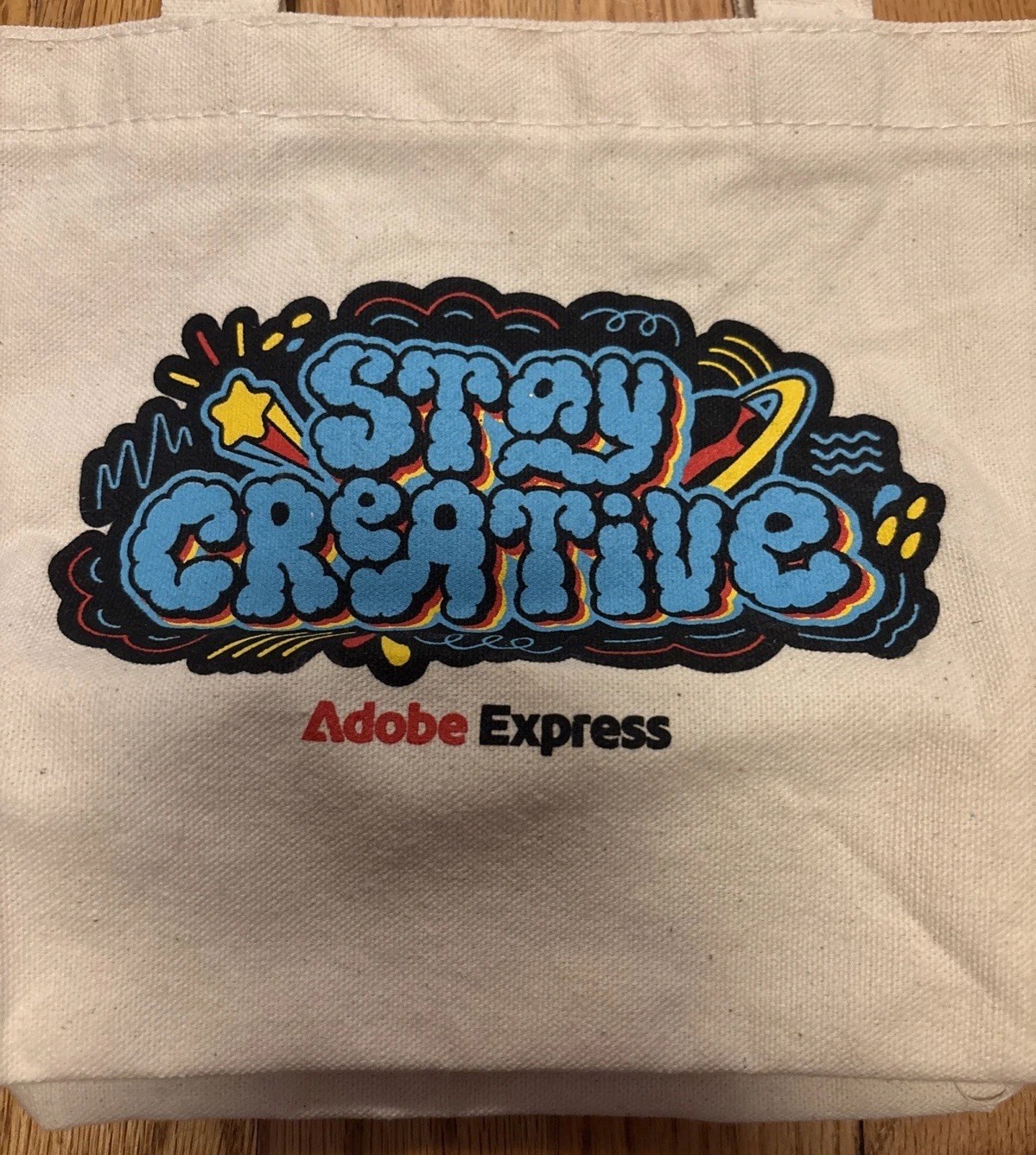 Adobe Express Stay Creative Reusable Canvas Tote Lunch Bag Unisex Small Mini
