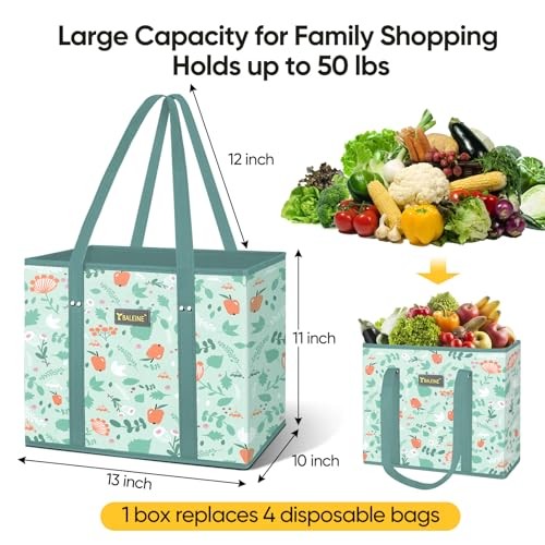 3Pk Reusable Grocery Bags, Foldable Shopping Bags for Groceries Spring Stroll