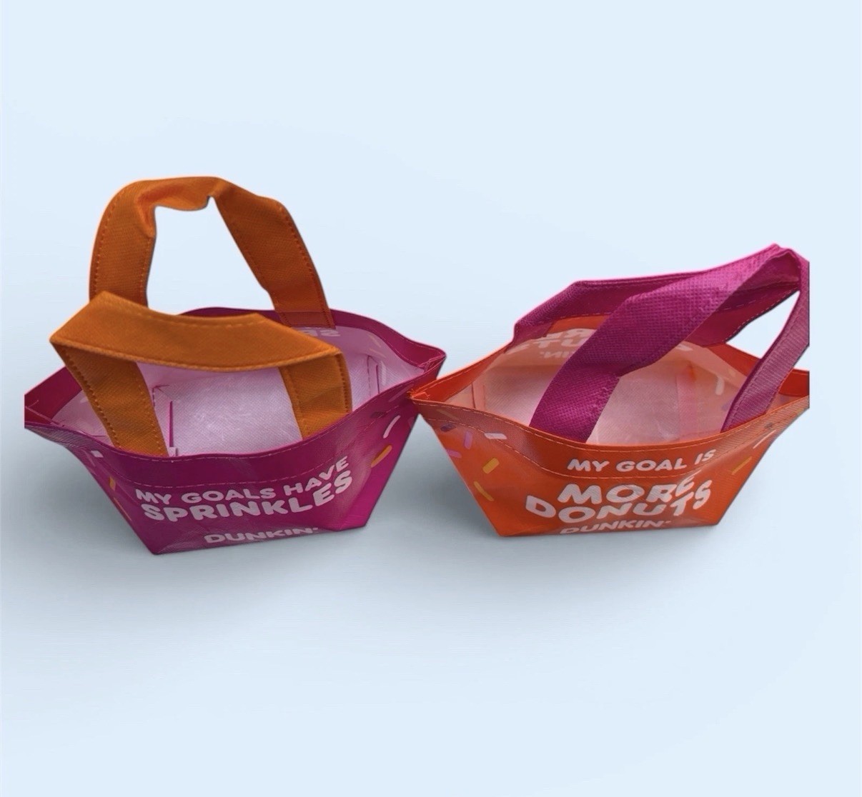 Dunkin’ Foldable Tote Bags Set, Non-Woven Fabric, Pink , Modern