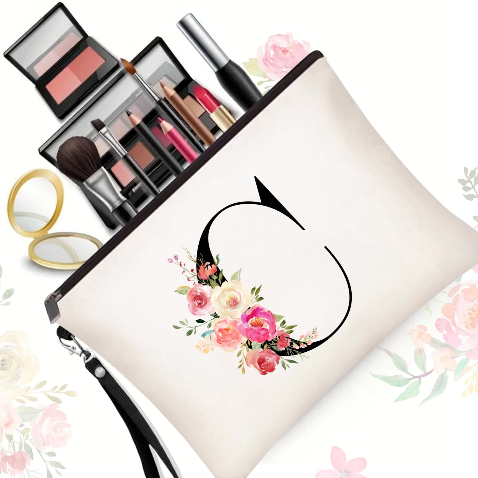 Initial Canvas Tote Bag for Women, Personalized Monogrammed Tote Btags with M…