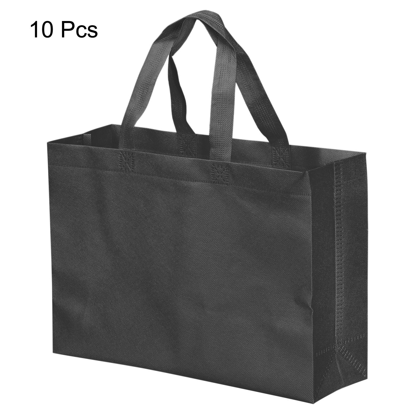 25x35cm Reusable Gift Bag, 10Pcs Horizontal Style Non-Woven, Black