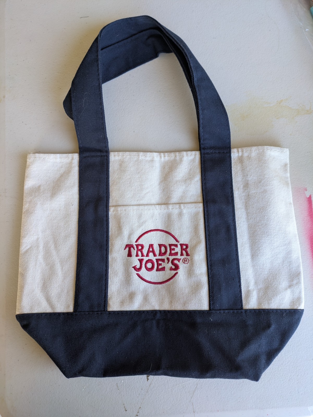 Trader Joe’s Mini Reusable Canvas Tote Bag Dark Blue