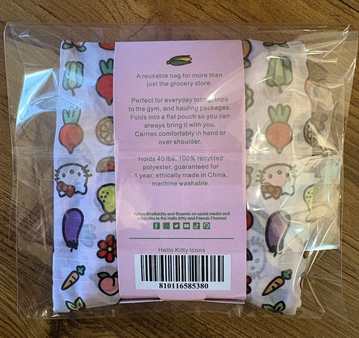 BAGGU Standard Eco Bag Sanrio Hello Kitty Reusable Fruits Icons NWT