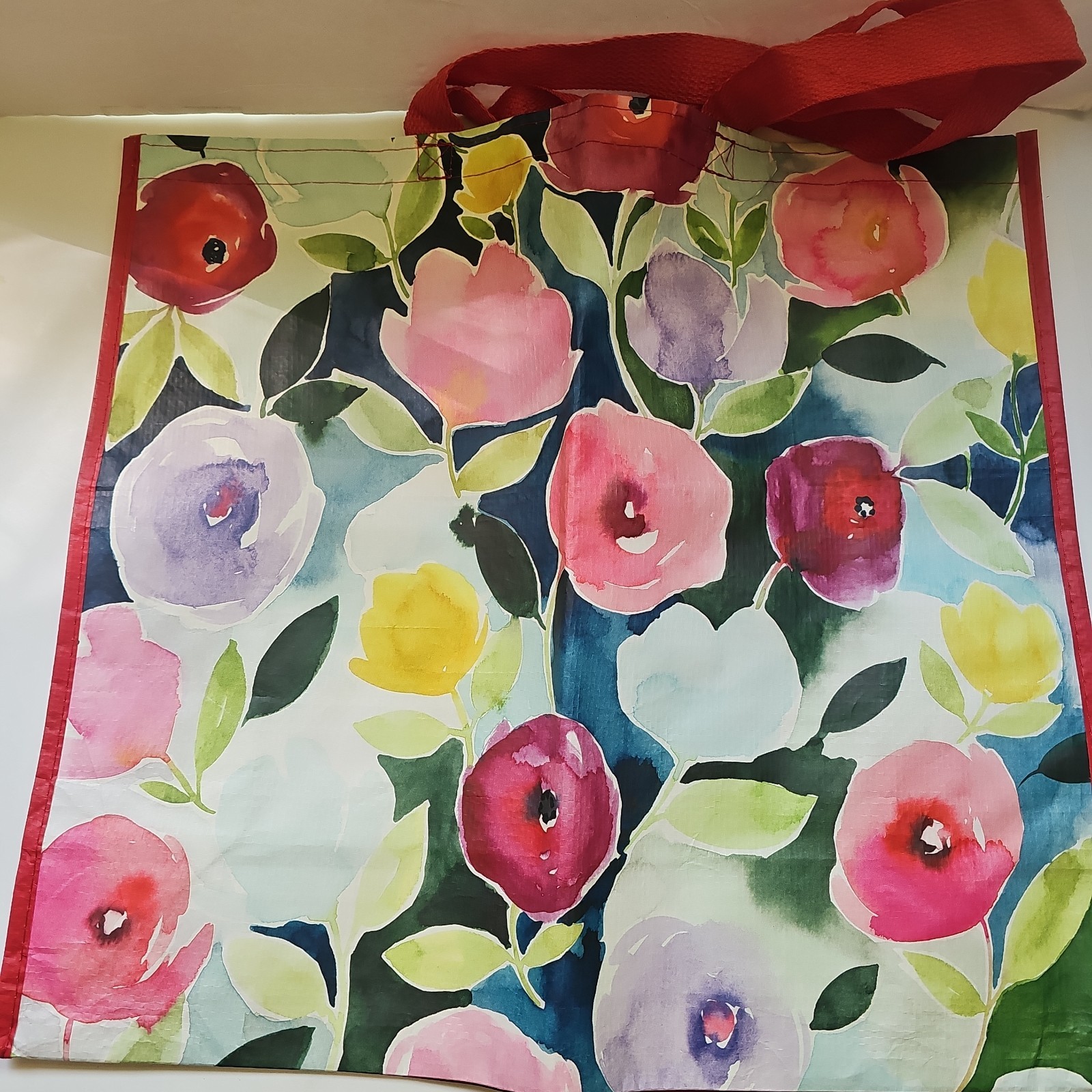 TJ MAXX Monet’ Style Flowers Reusable Shopping Tote Bag Large 8x18x19″ Multicolo