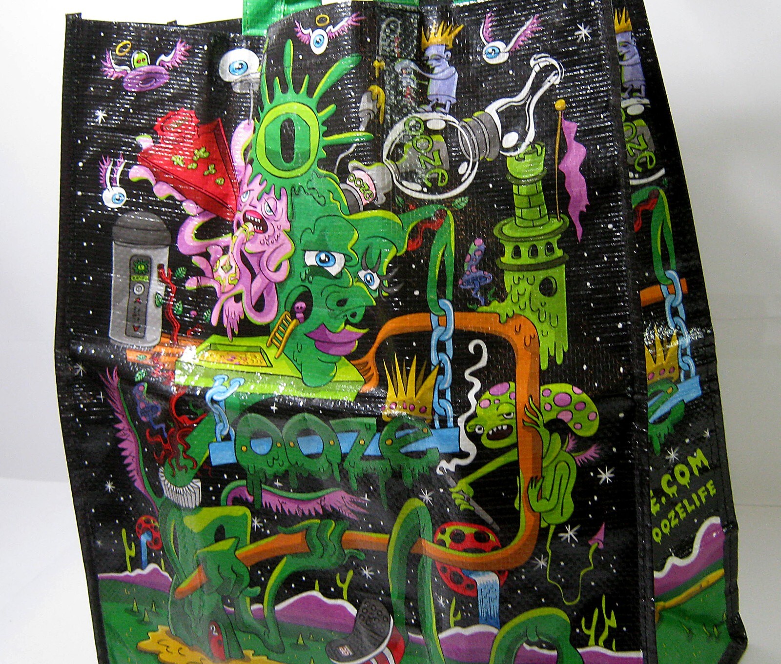 Ooze Life Graphic Reusable Recycle Tote Bag Psychedelic Art