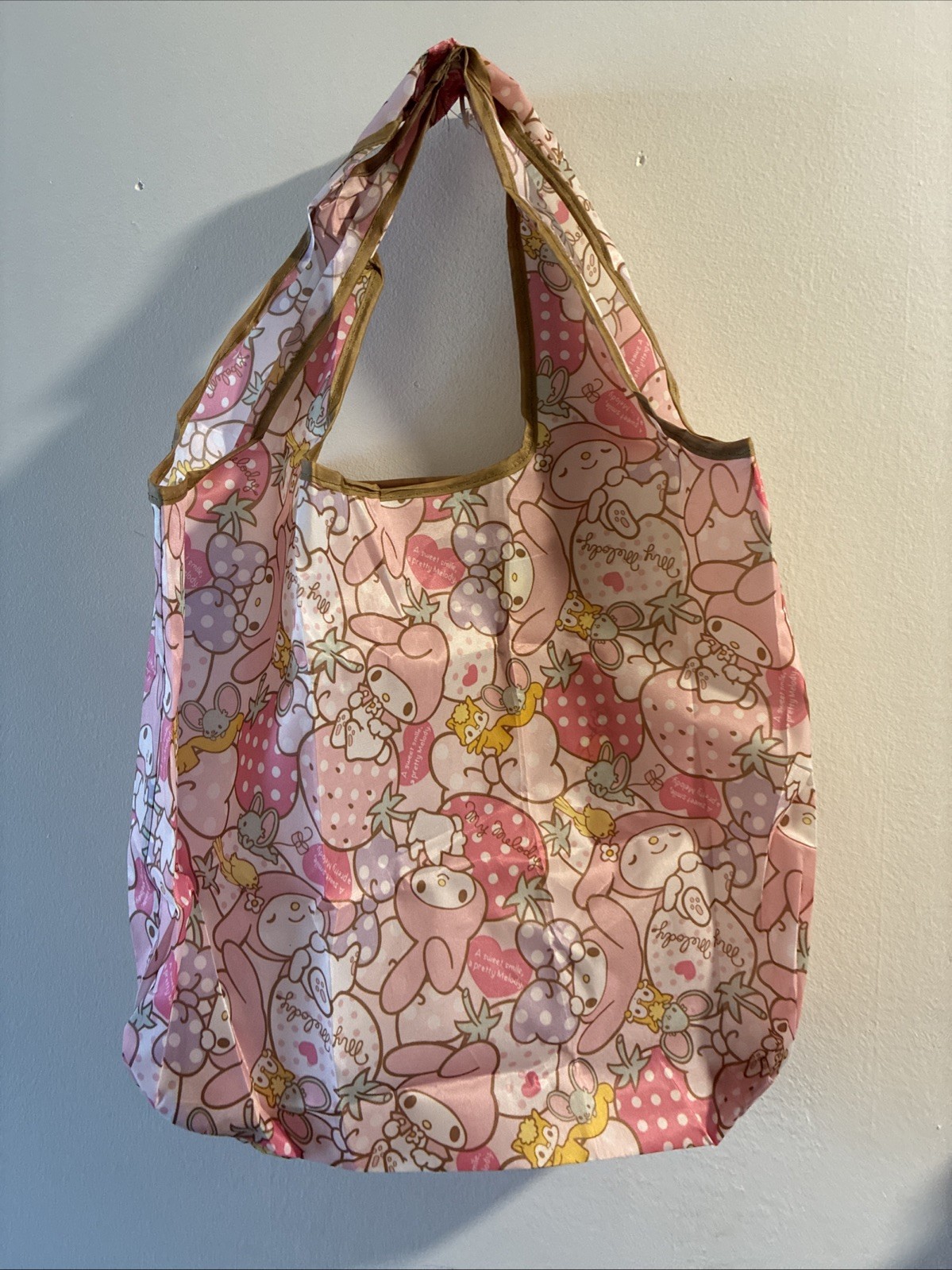 My Melody Portable Foldable Reusable Shopping Shoulder Tote Bag 13×16 Inch