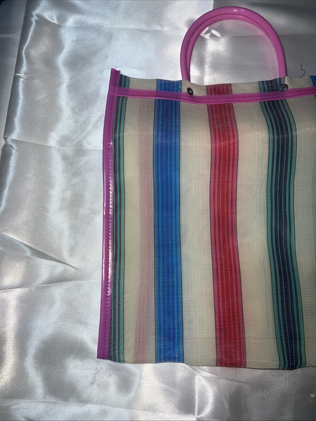 Loteria Reusable Mexican Market Mesh Bag Tote Bolsa De Mercado 16” Pink NWOT
