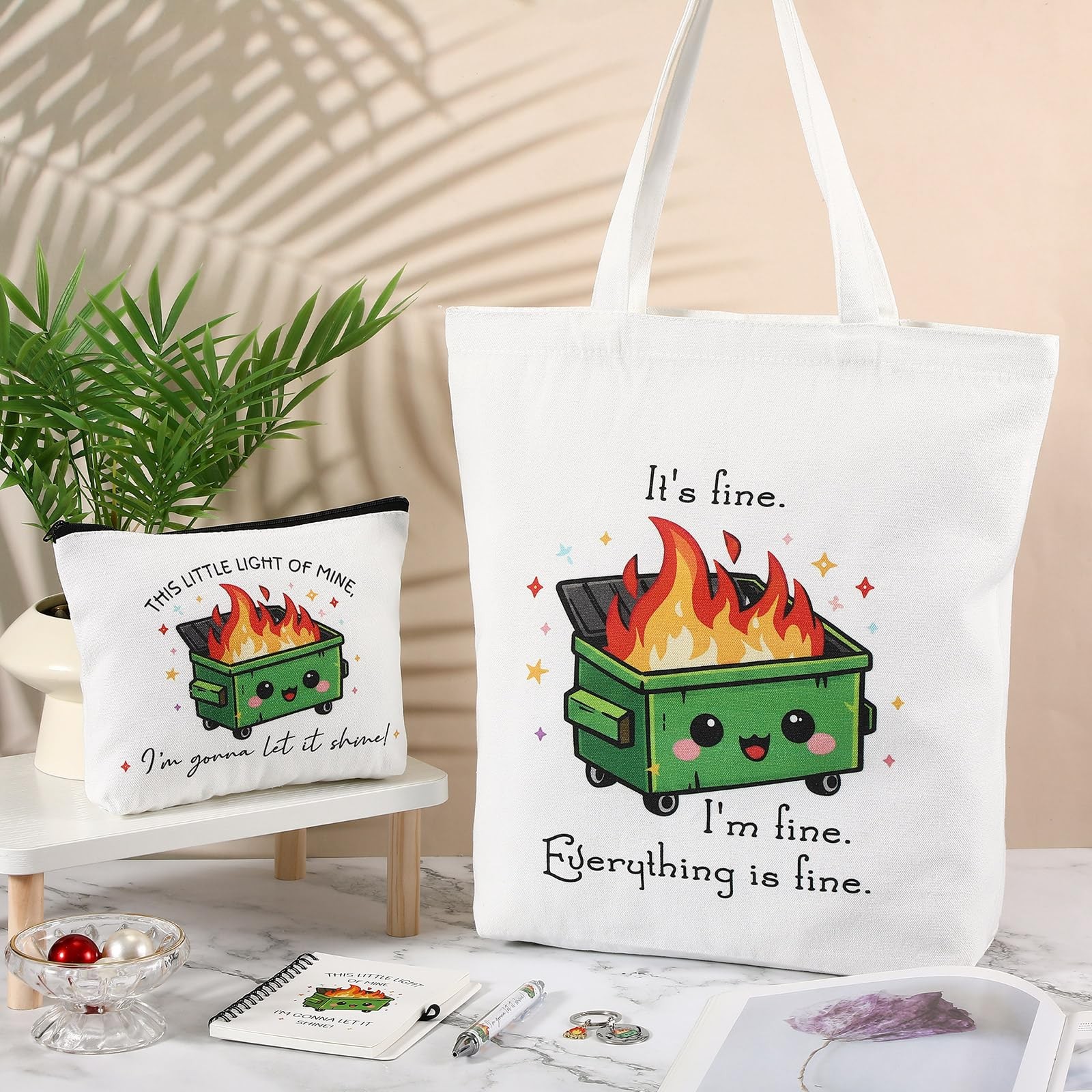 Sunnymove 5 Pcs Dumpster Fire Gifts Set for Women 15 x 16 x 3 inches, White