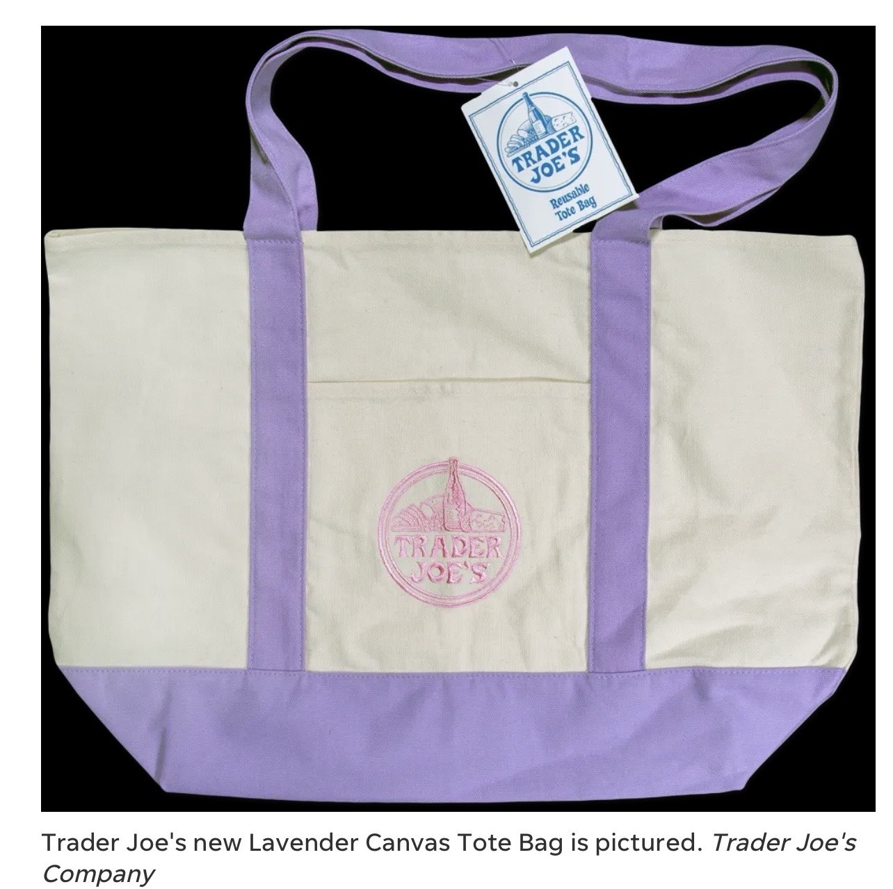 Trader Joe’s Lavender Purple Large + Pink Mini Canvas Tote Bag 2 Set Limited 🛍️