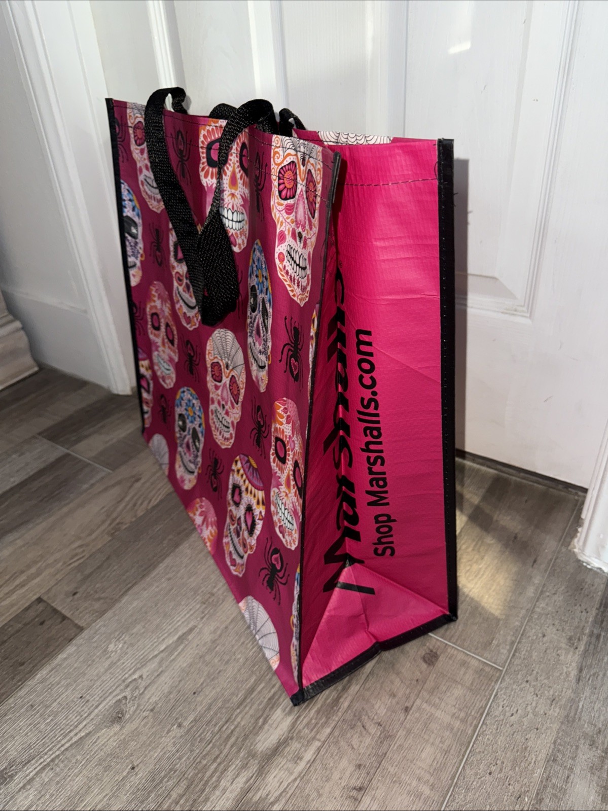 New XXL Skulls ~Day Of The Dead~ Shopping Bag Reusable Tote Bag~ Marshalls pink