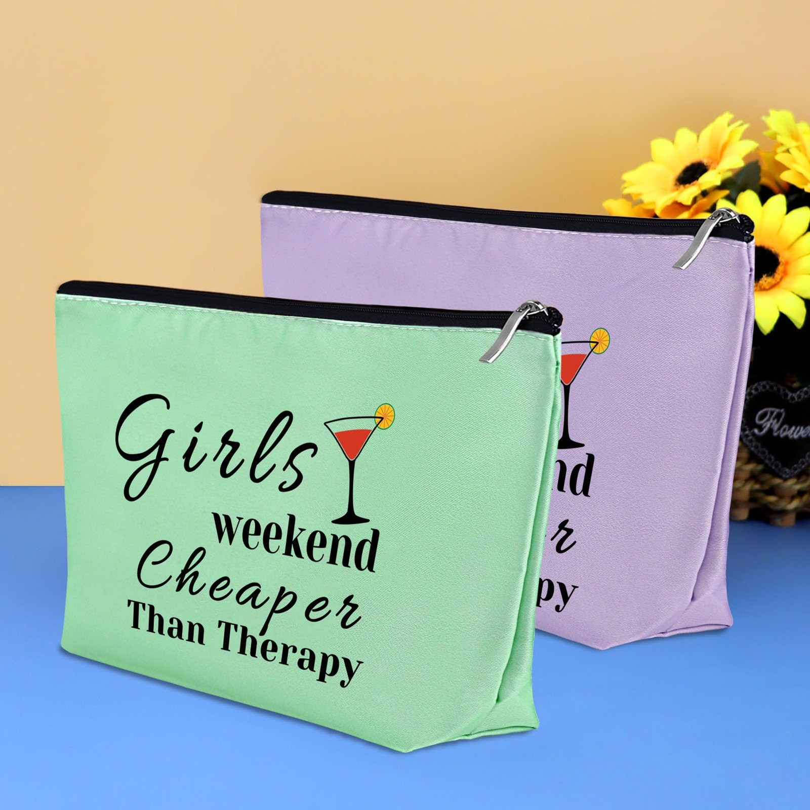 3 Pcs Girls Trip Gifts Travel Makeup Bag Weekend s, Green+Pink+Purple